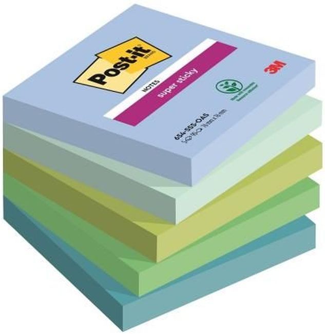 Самозалепващи листчета Post-it - Super Sticky, 5 опаковки х 90 листа