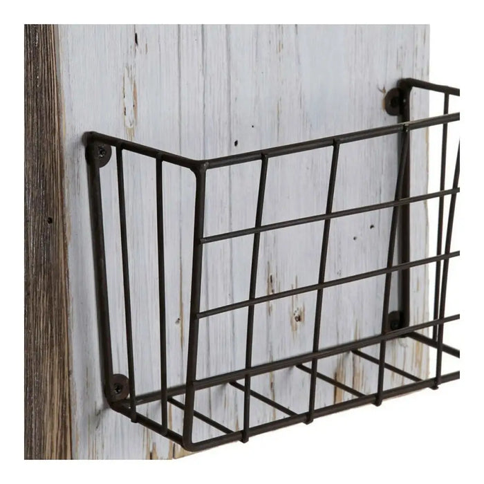 поставка за списания DKD Home Decor Бял Кафяв Метал Дърво