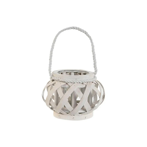 Поставка за свещ Home ESPRIT Бял Дървен Кристал 18 x 18 x