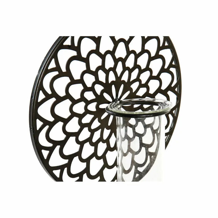 Поставка за свещ DKD Home Decor Кристал Черен Метал Дървен