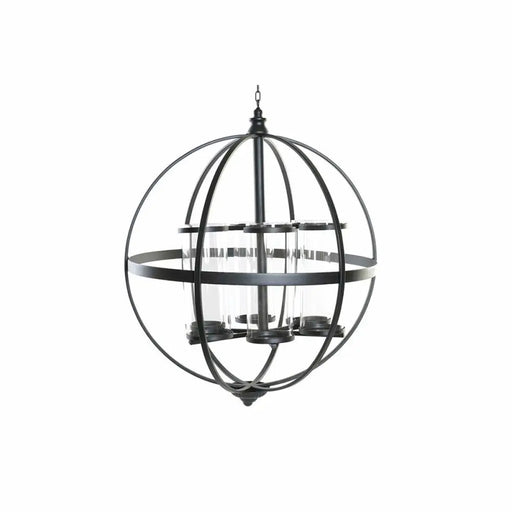 Поставка за свещ DKD Home Decor Черен Метал Кристал 60 x 60