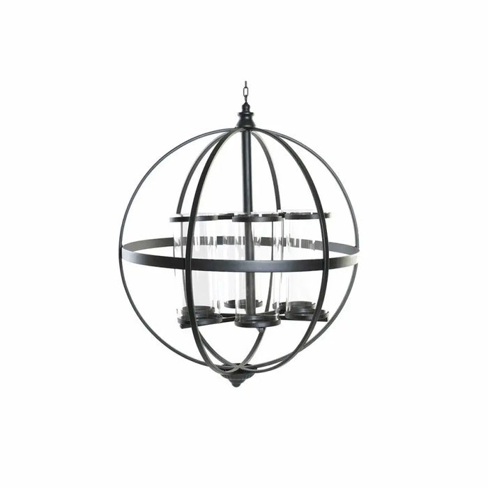 Поставка за свещ DKD Home Decor Черен Метал Кристал 60 x 60