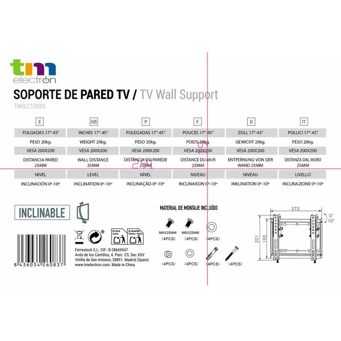 Поставка за телевизор TM Electron 20 kg 17’’-42’’