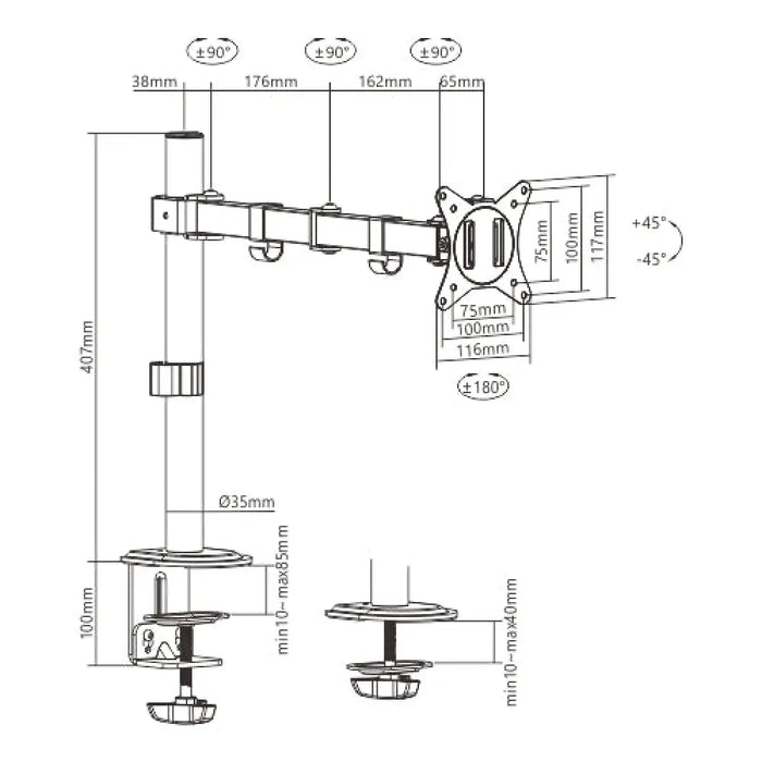 Поставка за монитор GEMBIRD MA-D1-01 Черен 32’’