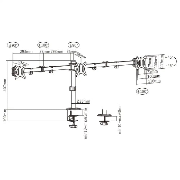Поставка за монитор GEMBIRD MA-D3-01 17’’ 27’’