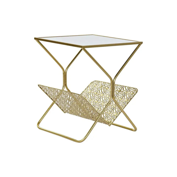 поставка за списания DKD Home Decor Златен Метал Огледало