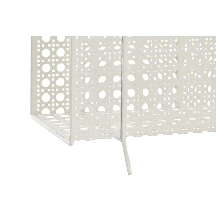 поставка за списания DKD Home Decor Бял Естествен Метал