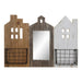 поставка за списания DKD Home Decor Бял Кафяв Метал Дърво