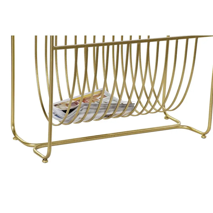поставка за списания DKD Home Decor Огледало Златен Метал