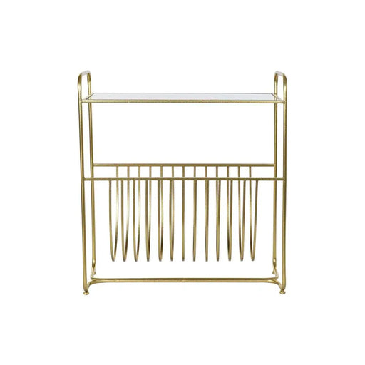 поставка за списания DKD Home Decor Огледало Златен Метал
