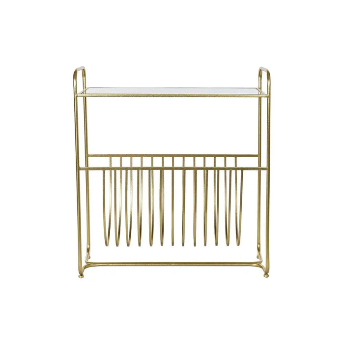 поставка за списания DKD Home Decor Огледало Златен Метал