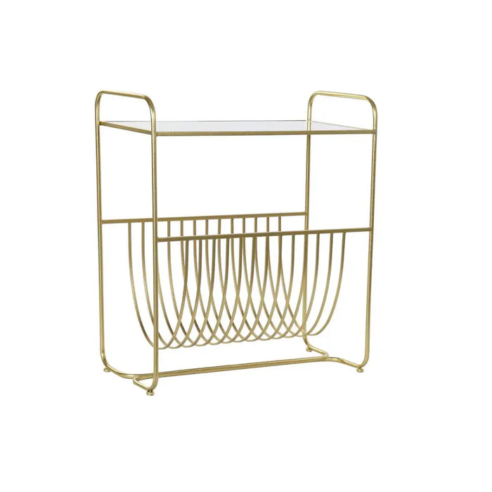 поставка за списания DKD Home Decor Огледало Златен Метал