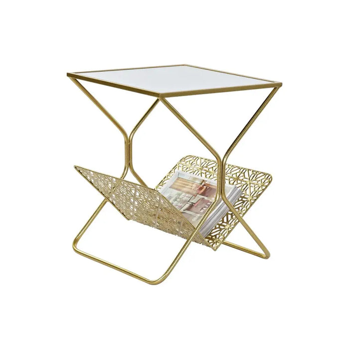 поставка за списания DKD Home Decor Златен Метал Огледало