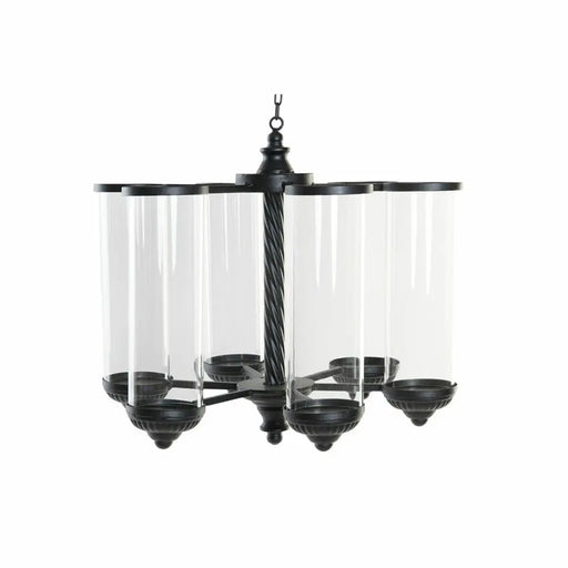 Поставка за свещ DKD Home Decor Черен Метал Кристал 53 x 53