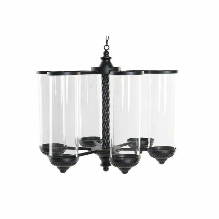 Поставка за свещ DKD Home Decor Черен Метал Кристал 53 x 53