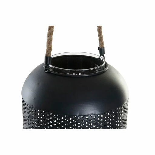 Поставка за свещ DKD Home Decor Черен Метал Въже (22 x 22 x