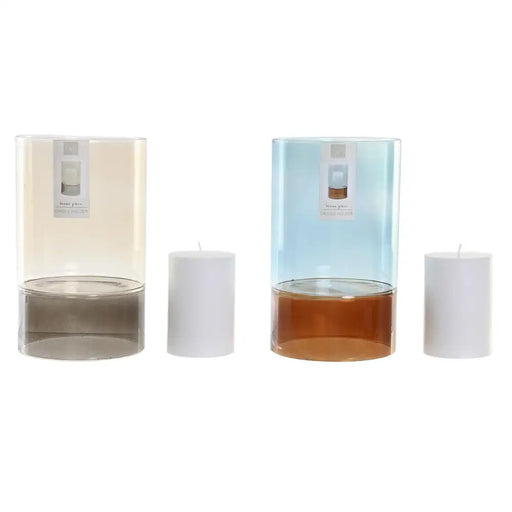 Поставка за свещ DKD Home Decor Кристал Двуцветен Восък 13
