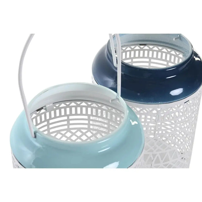 Поставка за свещ DKD Home Decor Небесно синьо Морско син