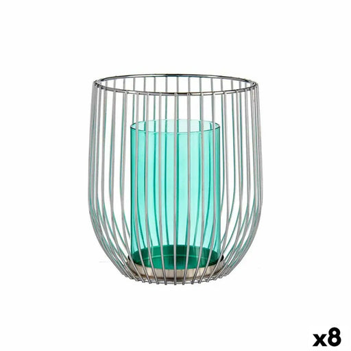 Поставка за свещ Gift Decor Син Сребрист Метал Cтъкло 15 x