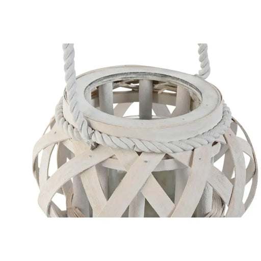 Поставка за свещ Home ESPRIT Бял Дървен Кристал 18 x 18 x