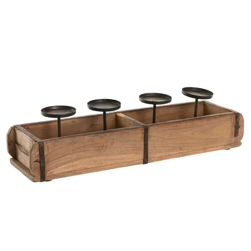 Поставка за свещ Home ESPRIT Естествен Желязо Тик 60 x 15 x