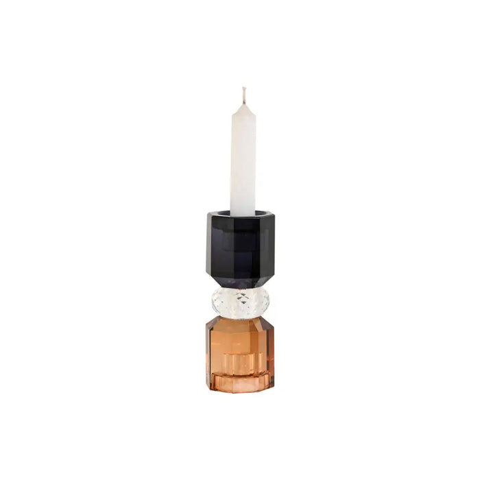 Поставка за свещ Home ESPRIT Сив Кехлибар Кристал 5,5 X 5,5