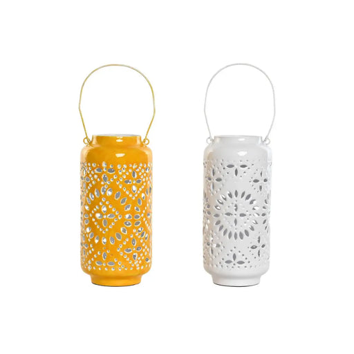 Поставка за свещ Home ESPRIT Жълт Бял Желязо 15 x 15 x 33