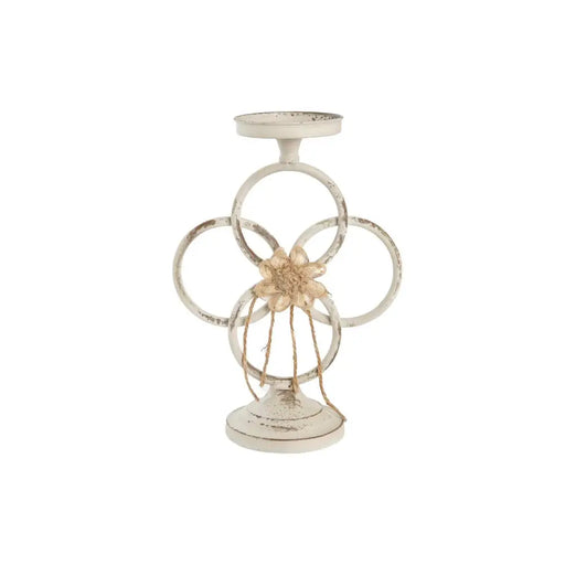 Поставка за свещ DKD Home Decor 24 x 13 x 34 cm Метал Бял