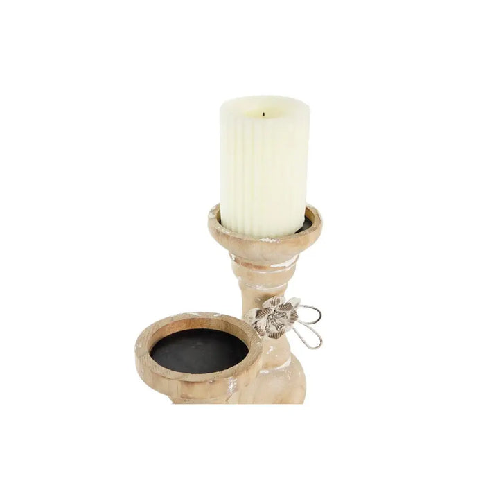 Поставка за свещ DKD Home Decor Дървен (9,5 x 9,5 x 28 cm)