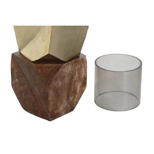 Поставка за свещ DKD Home Decor Кафяв Златен Алуминий