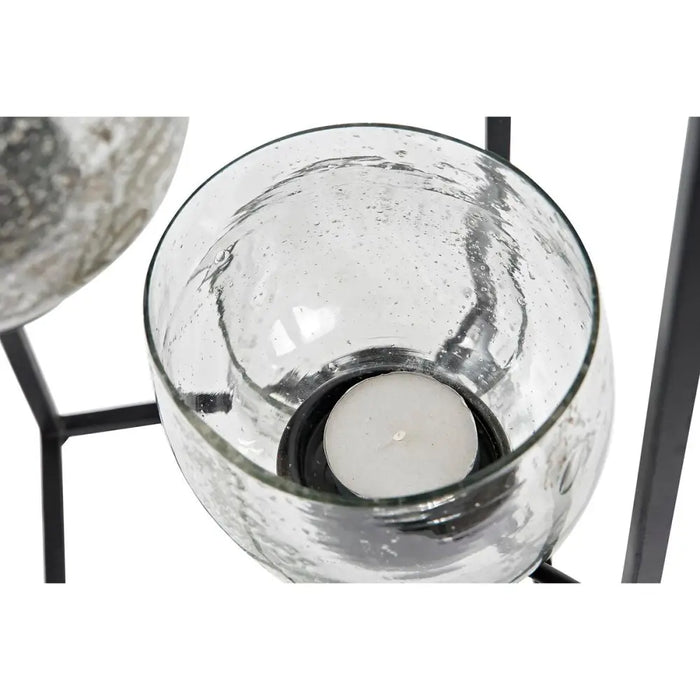 Поставка за свещ DKD Home Decor Кристал Черен Прозрачен 18