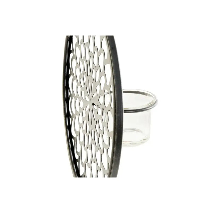 Поставка за свещ DKD Home Decor Кристал Черен Метал Дървен