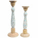 Поставка за свещ DKD Home Decor Метал Дърво манго (17 x 17