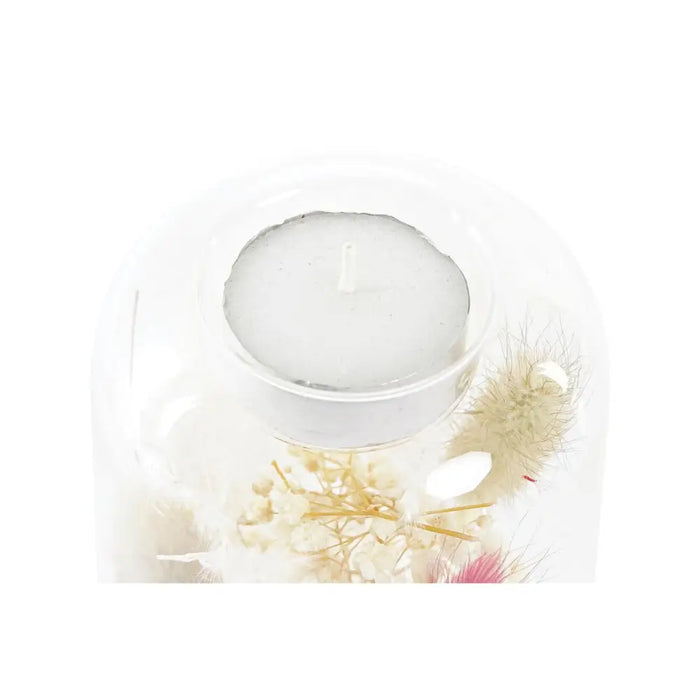 Поставка за свещ DKD Home Decor Сухо цвете 8 x 8 x 11 cm