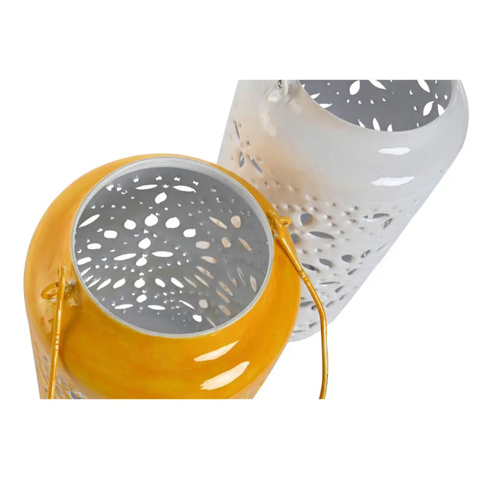 Поставка за свещ Home ESPRIT Жълт Бял Желязо 15 x 15 x 33