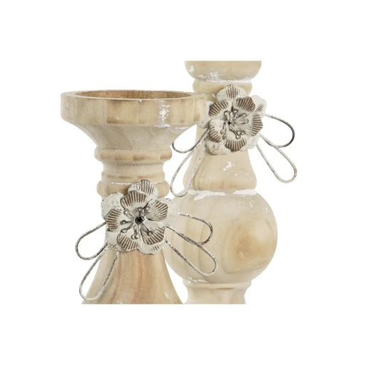 Поставка за свещ DKD Home Decor Дървен (9,5 x 9,5 x 28 cm)