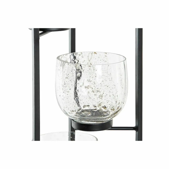 Поставка за свещ DKD Home Decor Кристал Черен Прозрачен 18