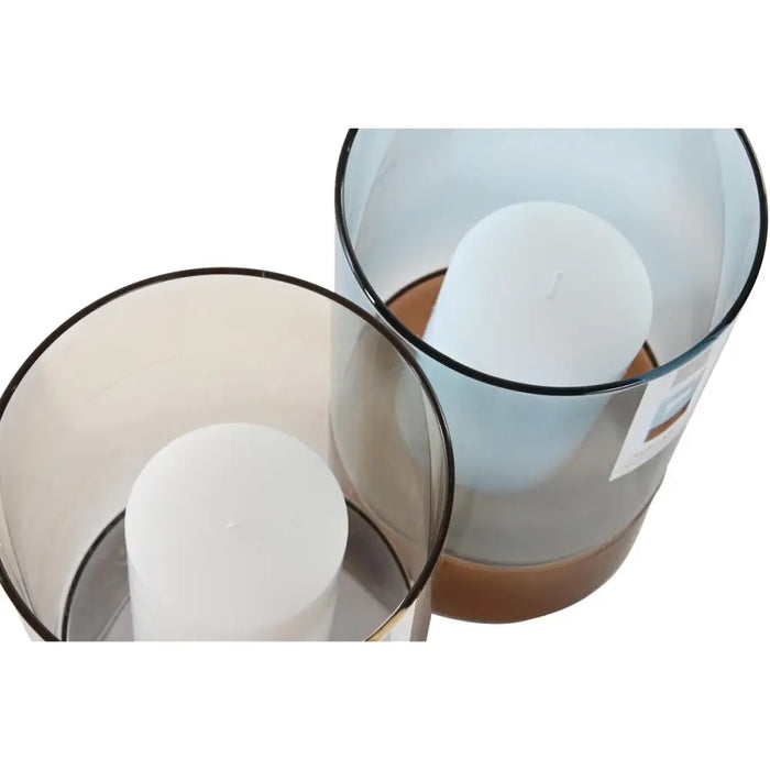 Поставка за свещ DKD Home Decor Кристал Двуцветен Восък 13
