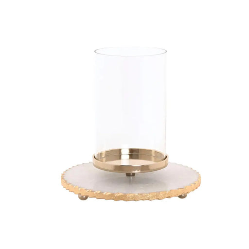 Поставка за свещ Home ESPRIT Бял Златен Кристал Мрамор 25 x