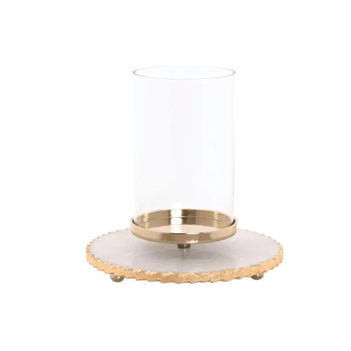 Поставка за свещ Home ESPRIT Бял Златен Кристал Мрамор 25 x