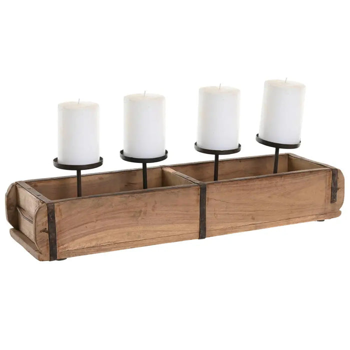 Поставка за свещ Home ESPRIT Естествен Желязо Тик 60 x 15 x