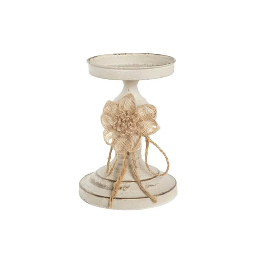 Поставка за свещ DKD Home Decor 13 x 13 x 17,5 cm Метал Бял