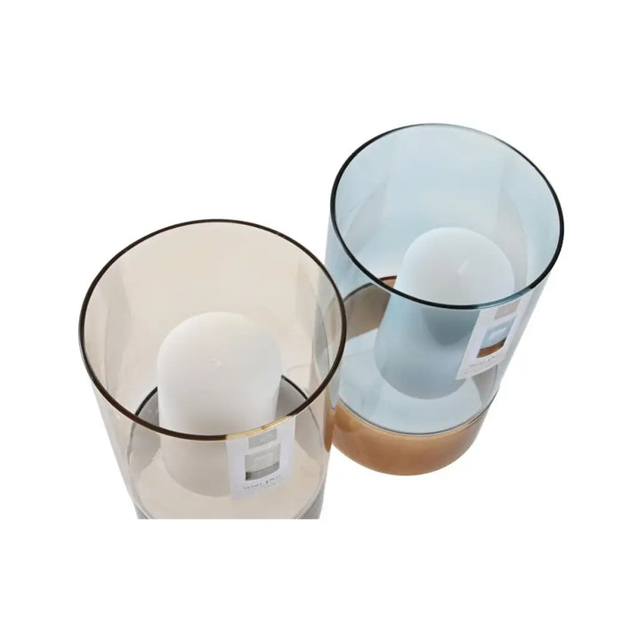 Поставка за свещ DKD Home Decor Кристал Двуцветен Восък 13