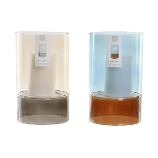 Поставка за свещ DKD Home Decor Кристал Двуцветен Восък 13