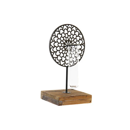 Поставка за свещ DKD Home Decor Кристал Черен Метал Дървен