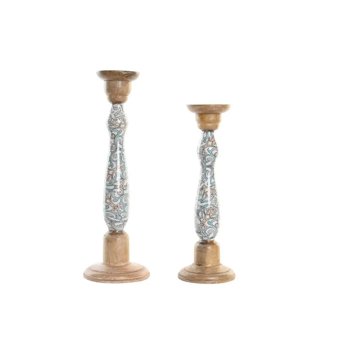 Поставка за свещ DKD Home Decor Метал Дърво манго (17 x 17