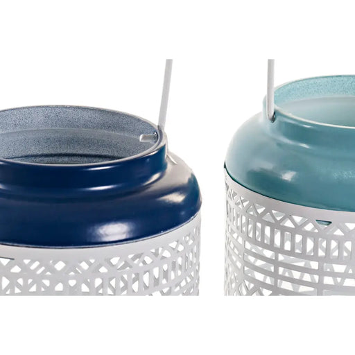 Поставка за свещ DKD Home Decor Небесно синьо Морско син