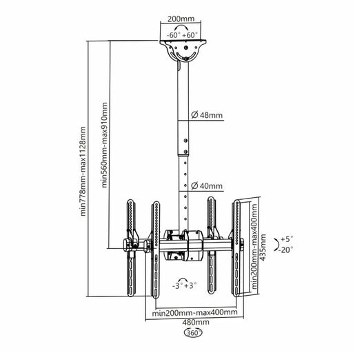 Поставка за телевизор Neomounts NM-C440DBLACK 25 kg 32’’