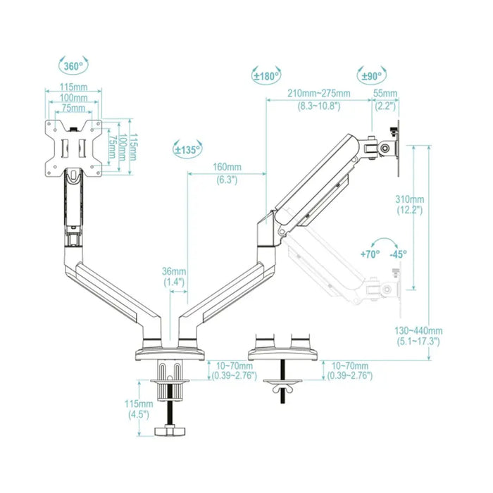 Поставка за телевизор TooQ DB1434TNR B 13’’ 20 kg