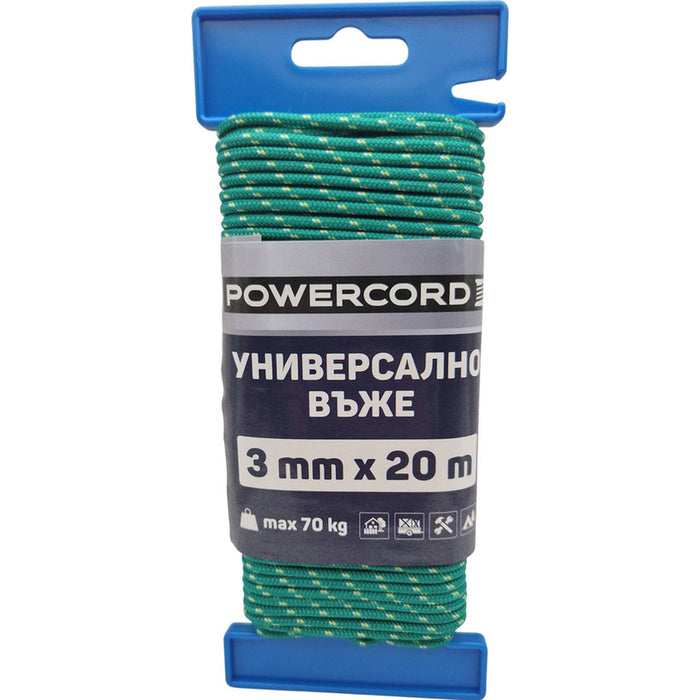 УНИВЕРСАЛНО ВЪЖЕ POWERCORD 3 ММ 20 М ЗЕЛЕНО